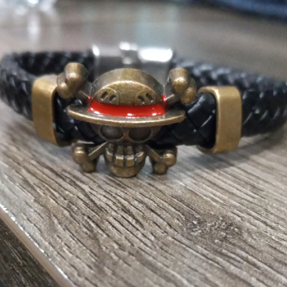 One Piece Anime Bracelet Luffy Skeleton Straw Hat Pirate Braided Wristband - Picture 3 of 8